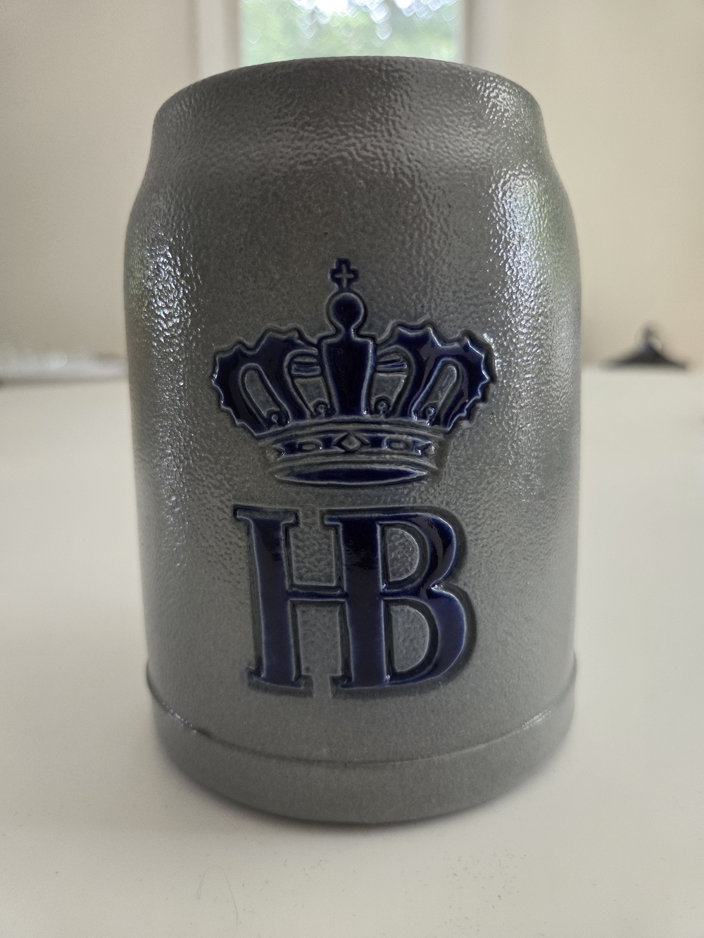 HB Embossed Stoneware Stein in Gray with Blue Accents